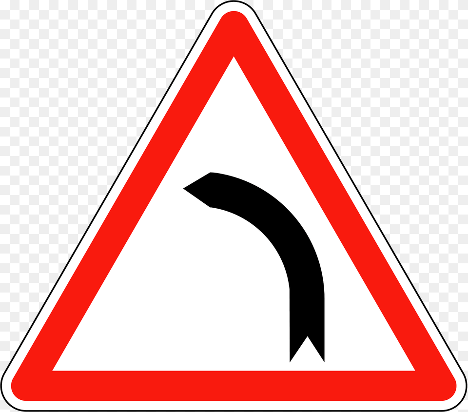 Bend To Left Clipart, Road Sign, Sign, Symbol, Smoke Pipe Png Image