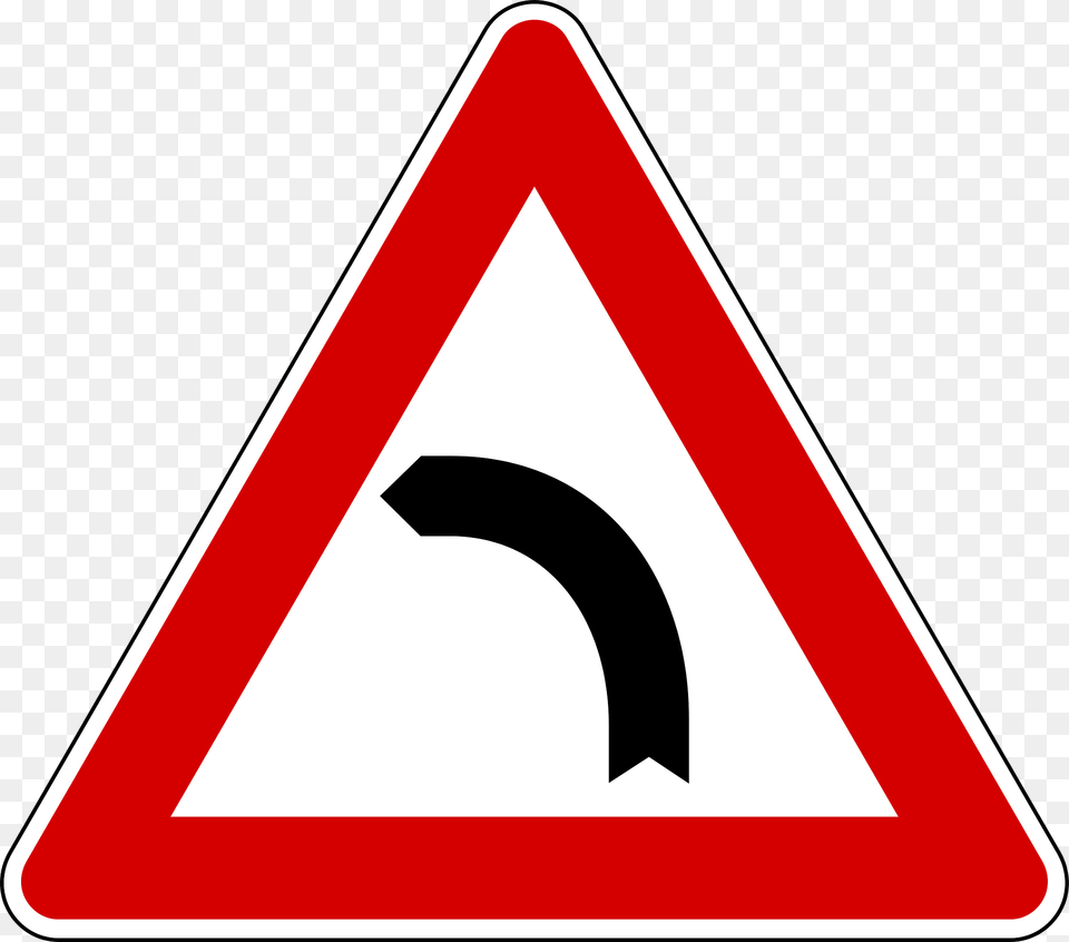 Bend To Left Clipart, Sign, Symbol, Road Sign Png Image
