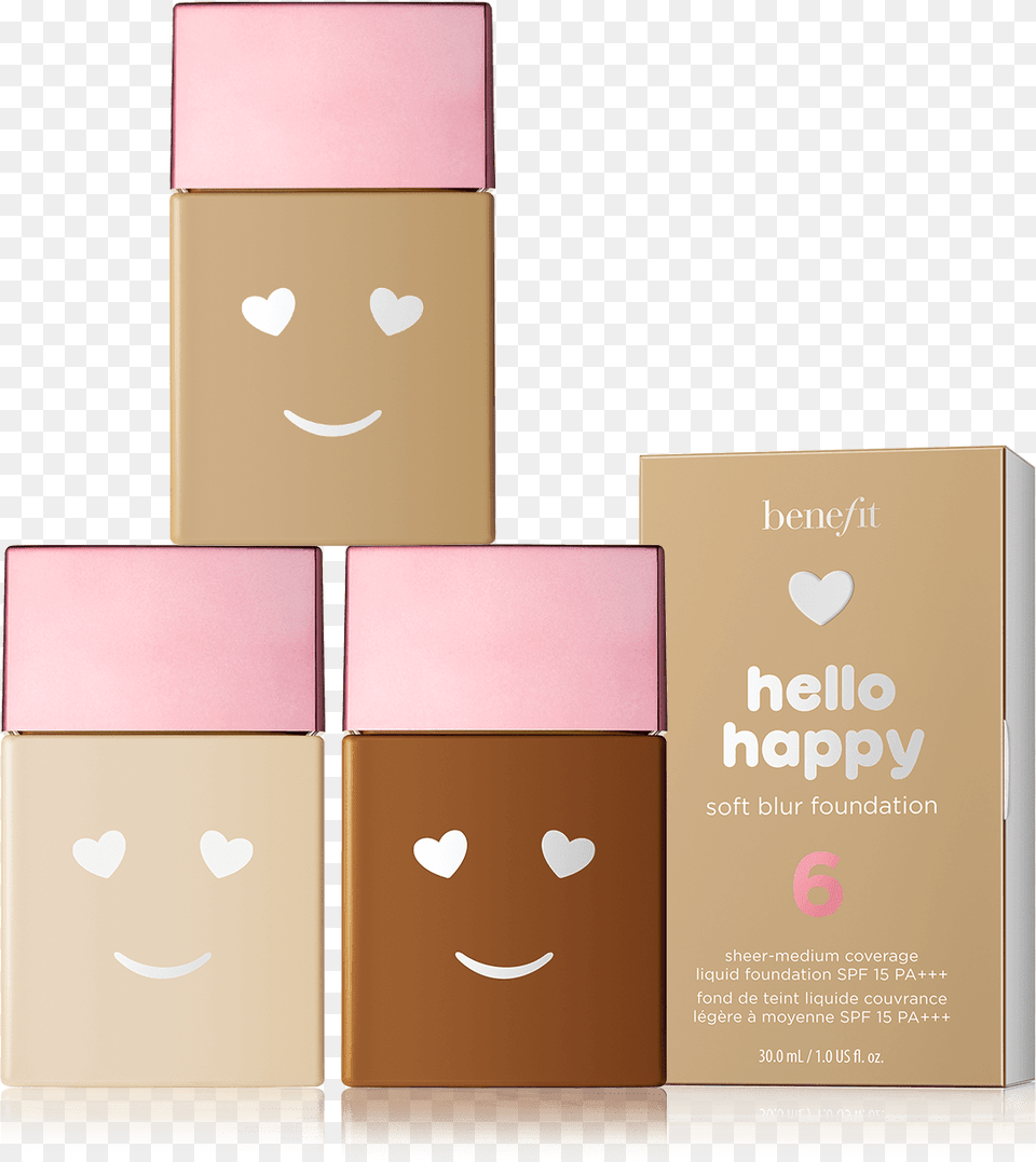Benefit Hello Happy Soft Blur Liquid Foundation Spf15 Benefit Foundation Hello Happy, Box, Bottle, Cosmetics, Cardboard Png