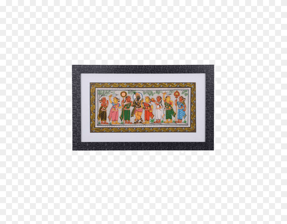 Benevolent Lord Krishna With Gojis Framed Patti Chaitra Painting, Home Decor, Art, Person, Rug Free Transparent Png