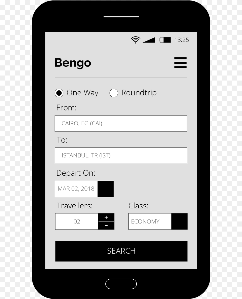 Bengo Flight Booking App Wireframe Ui Mobile Phone, Text, Electronics, Mobile Phone Free Png