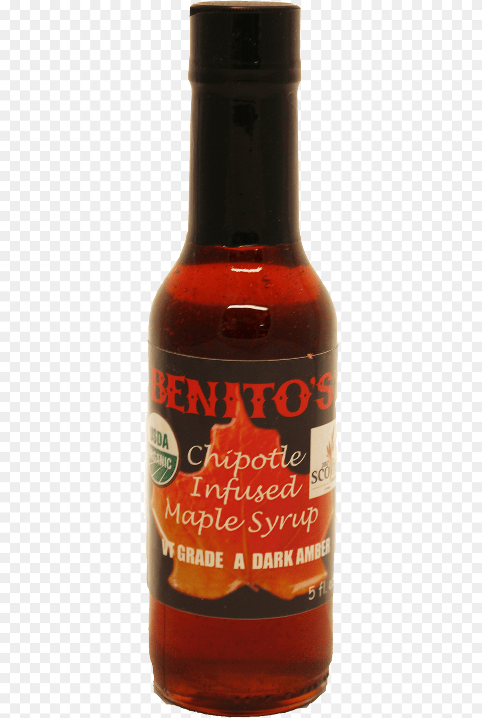 Benitos Hot Sauce Chipolte Infused Maple Syrup Glass Bottle, Alcohol, Beer, Beverage, Food Png