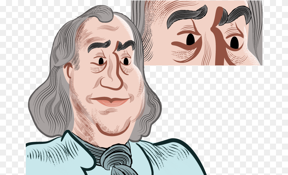 Benjamin Franklin Dribble Illustration, Art, Adult, Portrait, Photography Png