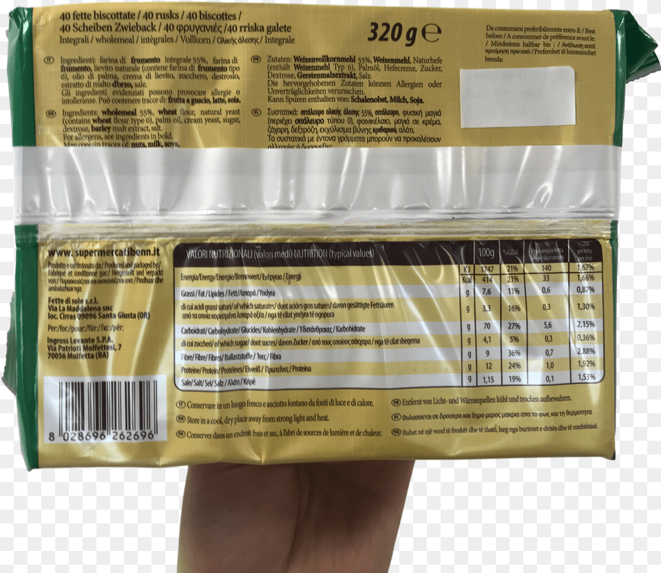 Benn Fette Biscottate Gr 320 Integrali Whole Wheat Packaging And Labeling Free Png