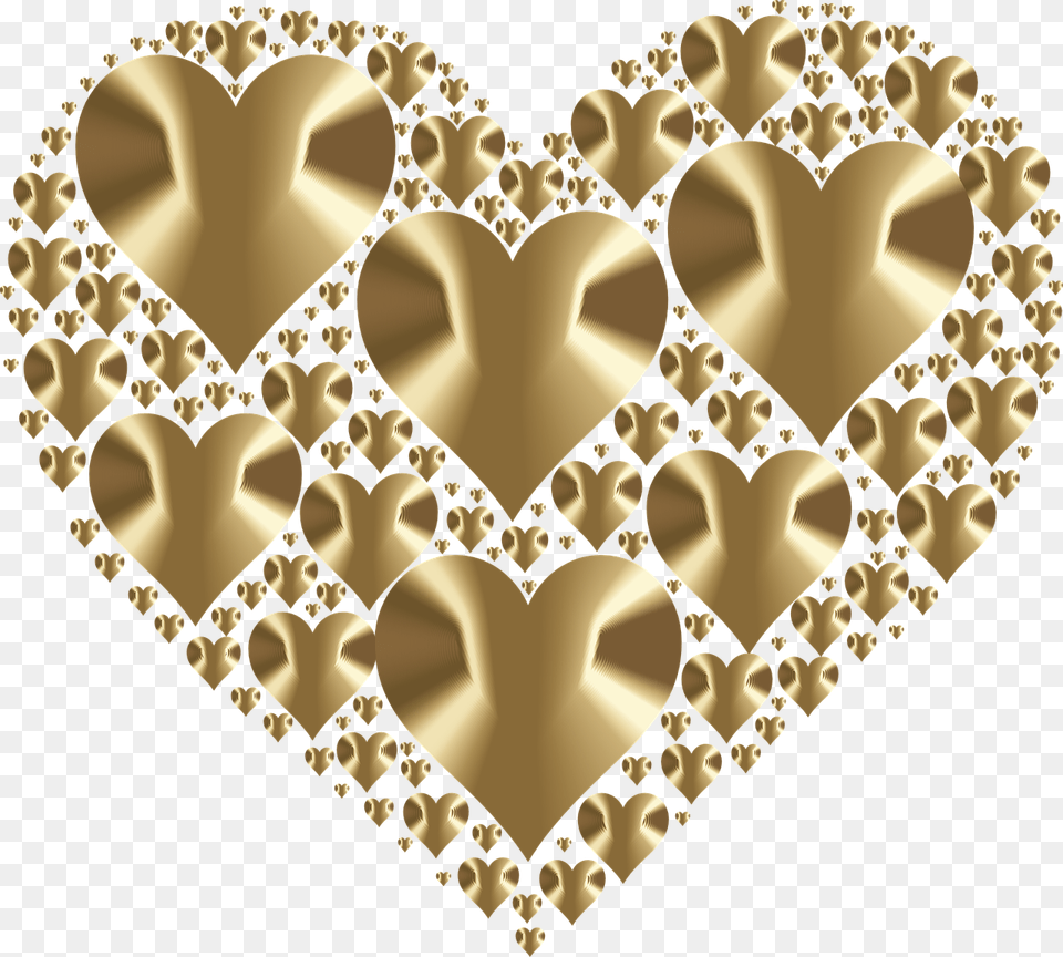 Bentuk Love Warna Putih, Gold, Heart, Treasure, Accessories Free Png