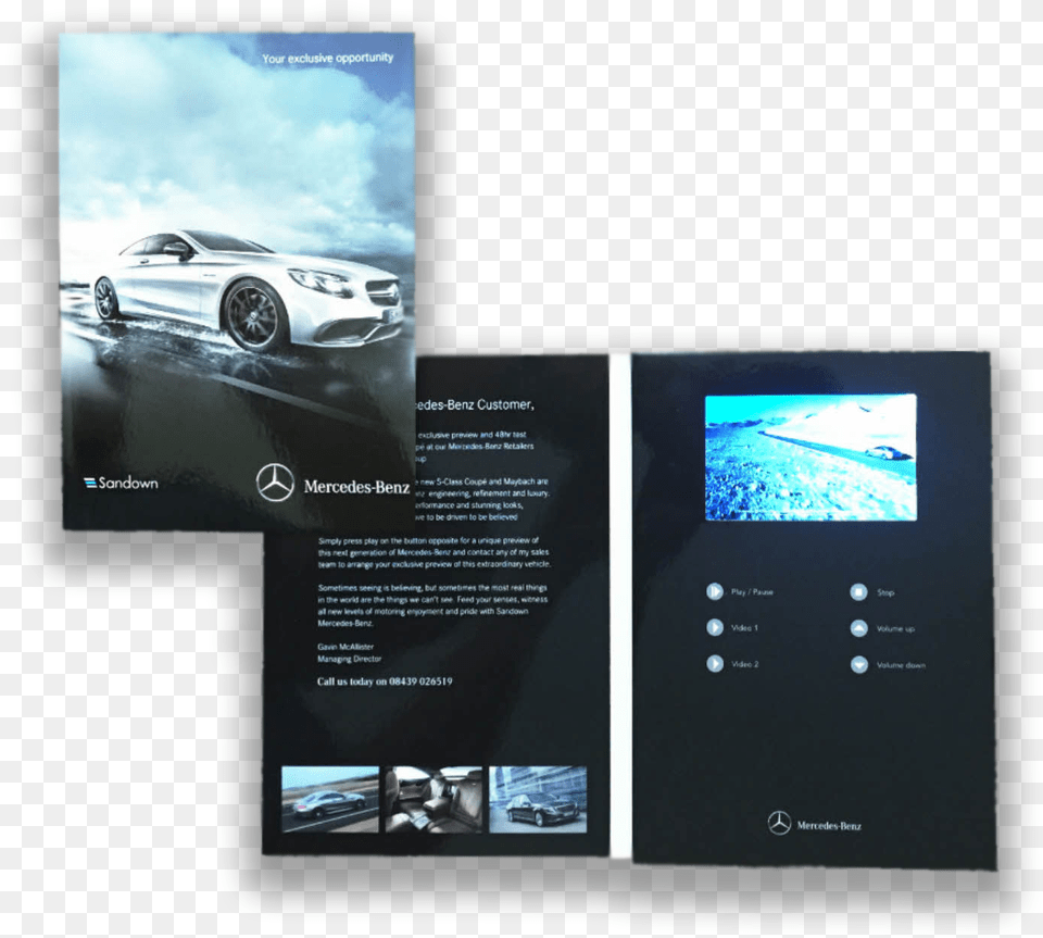 Benz Tv In A Card Mercedes Benz Video Brochure, Advertisement, Poster, Car, Transportation Free Transparent Png