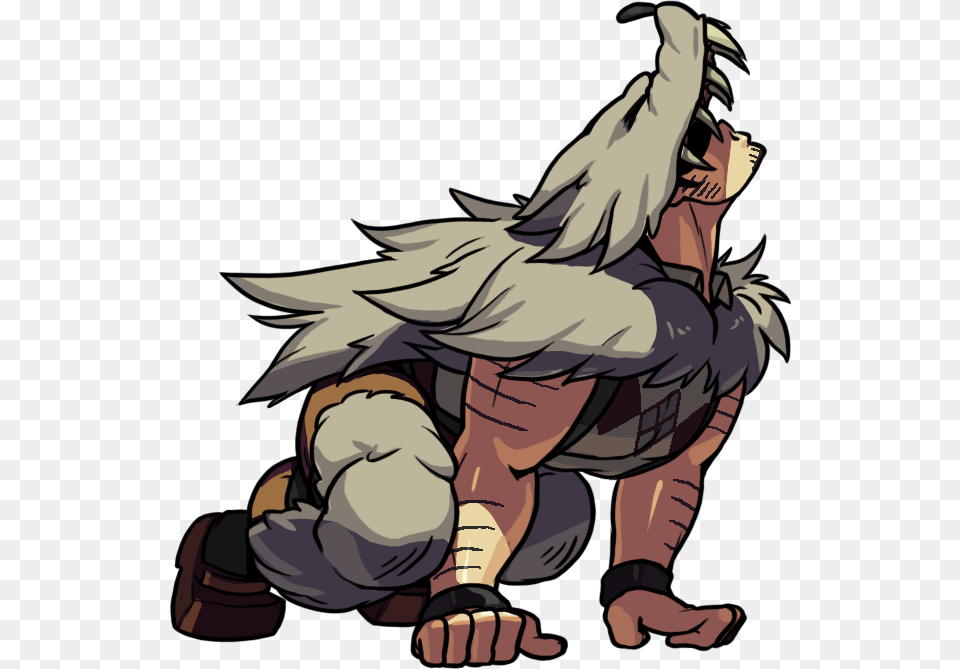 Beowulf Crouches Down And Howls Like A Wolf With His Skullgirls Beowulf Taunt, Book, Comics, Publication, Baby Free Png