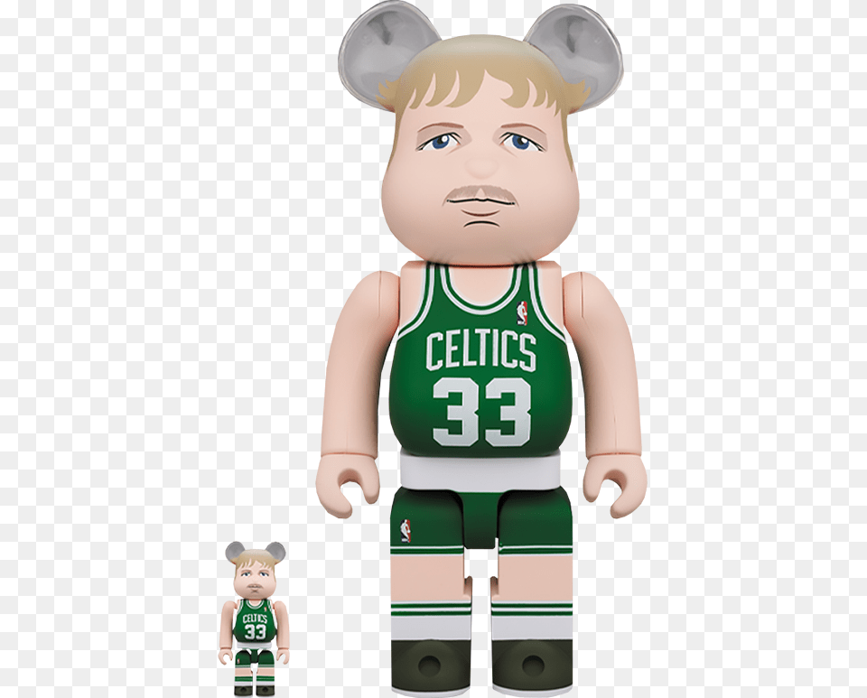 Berbrick Larry Bird Boston Celtics 100 And 400 Collectible Set By Medicom Bearbrick Larry Bird, Baby, Person, Face, Head Png