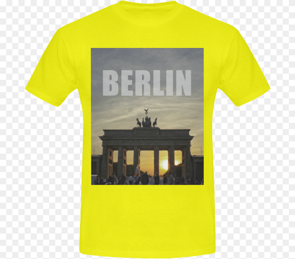 Berlin Brandenburg Gate Sunset 02 Men S Slim Fit T Shirt Active Shirt, Clothing, T-shirt, Person Free Png Download