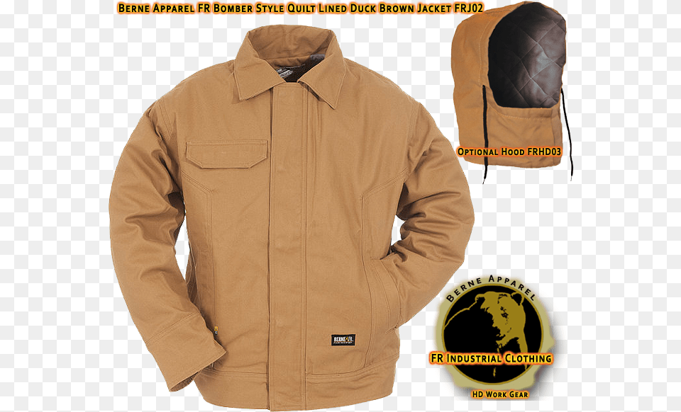 Berne Apparel Fr Duck Brown Bomber Style Lined Jacket Berne Apparel, Clothing, Coat, Hoodie, Knitwear Free Transparent Png