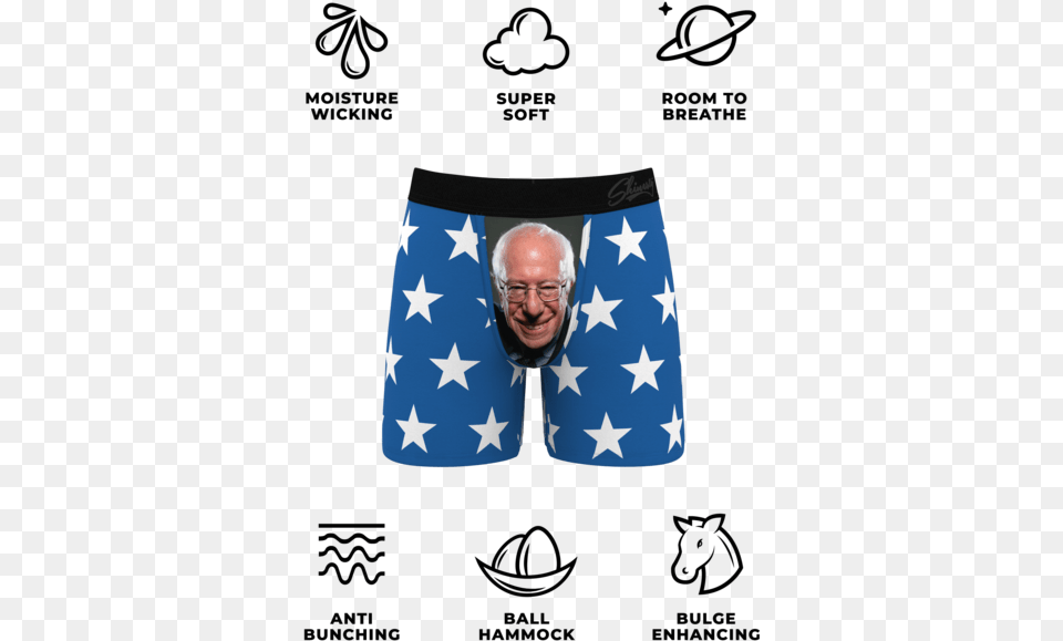 Bernie Sanders Boxers For Guysitemprop Tintcolor Shark Infested Underwear, Clothing, Shorts, Adult, Male Png