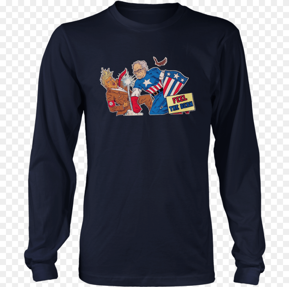 Bernie Sanders Captain America Punch Donald Trump Feel Ugly Sweater Frosty Snowman, T-shirt, Sleeve, Clothing, Long Sleeve Png Image