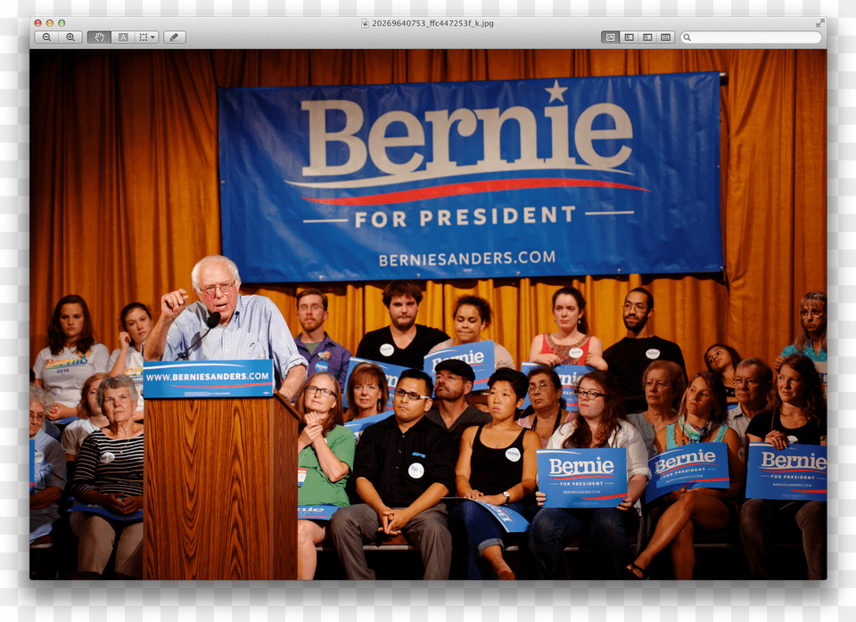 Bernie Sanders Has Attracted Much Of The Yourh Vote Banner, Person, Crowd, People, Adult Free Png Download