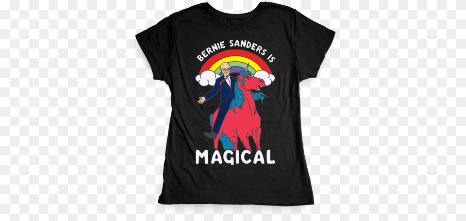 Bernie Sanders On A Magical Unicorn Shirt, Clothing, T-shirt, Person Free Png Download