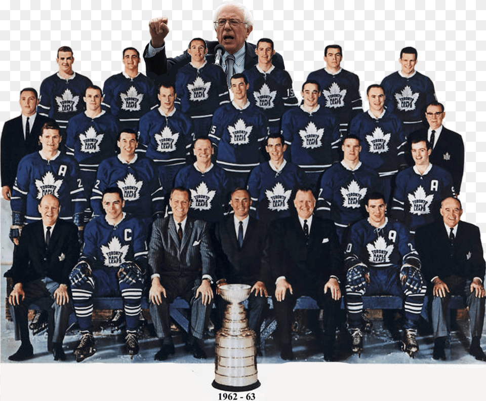 Bernie Sanders With Toronto Maple Leafs2 Toronto Maple Leafs 2017 Team, Person, People, Groupshot, Man Free Png Download