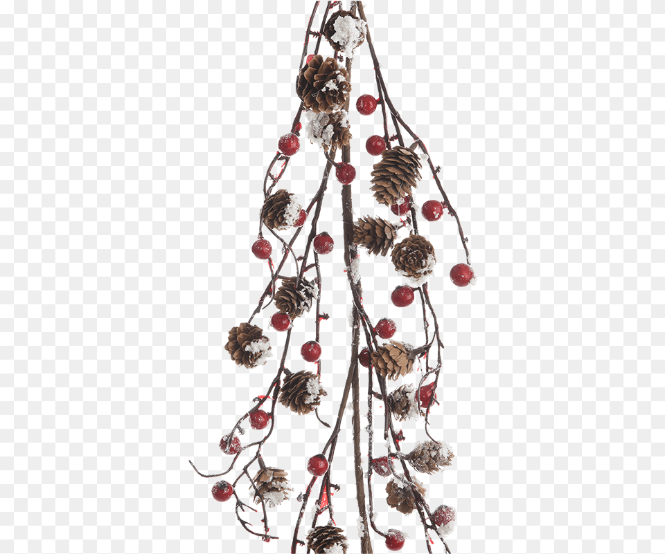 Berry Garland With Pine Cones And Snow Christmas Tree, Weather, Outdoors, Nature, Ice Free Transparent Png