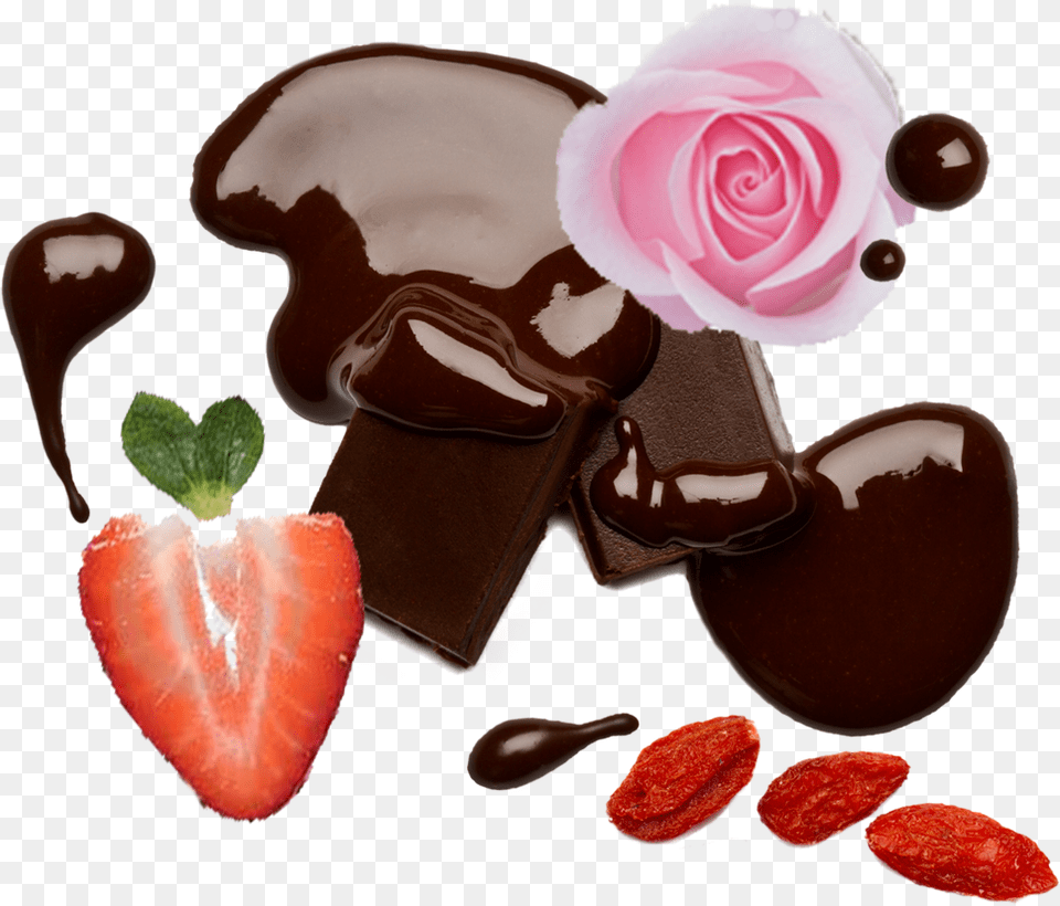 Berry Rose Ing Chocolate, Food, Meal, Dessert, Flower Free Png Download