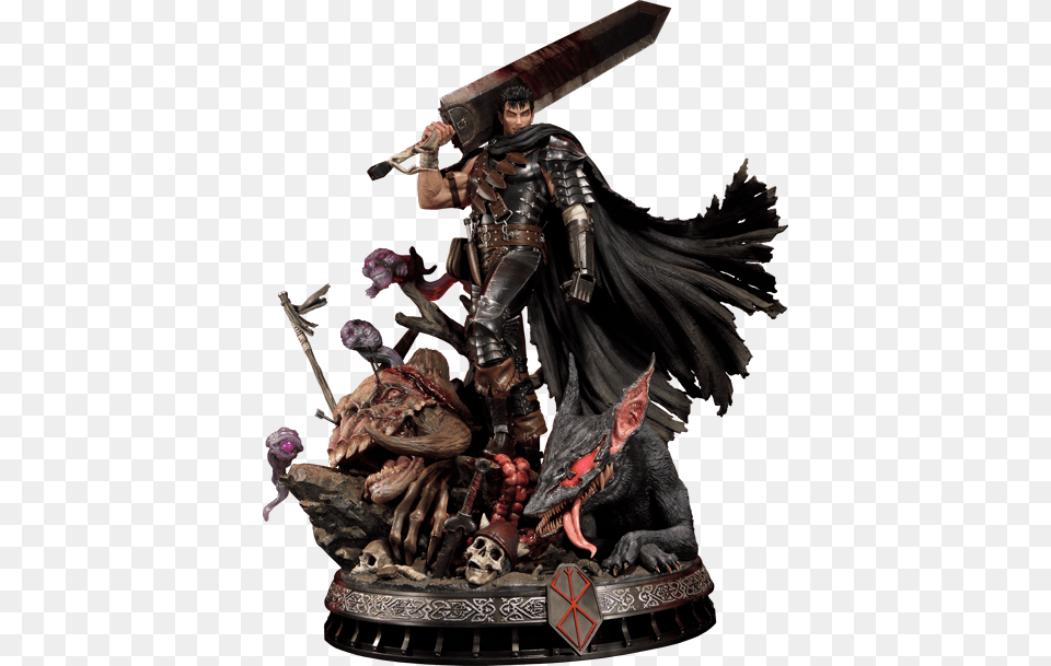 Berserk Guts The Black Swordsman Statue, Figurine, Adult, Female, Person Png Image