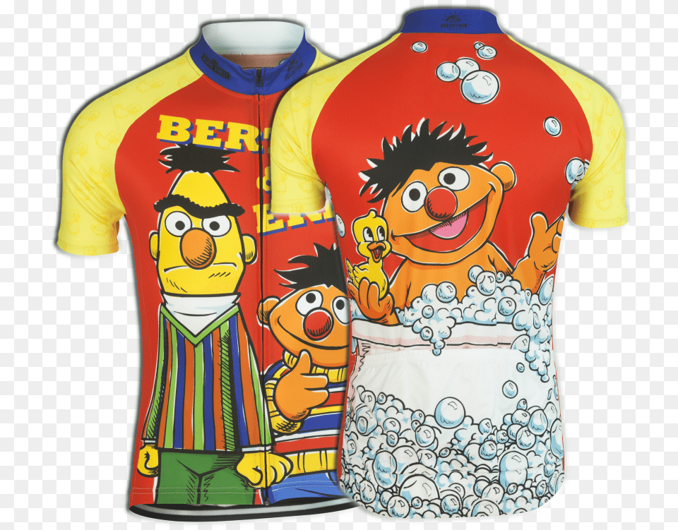 Bert Amp Ernie Cycling Jersey Sesame Street Ernie Bert Shirt, Clothing, T-shirt, Person, Face Png Image