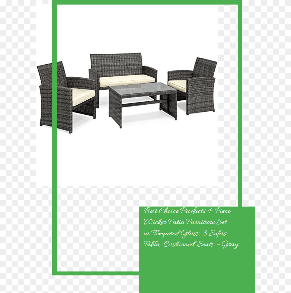 Best Choice Products 4 Piece Wicker Patio Furniture Table, Coffee Table, Couch, Chair Free Png Download