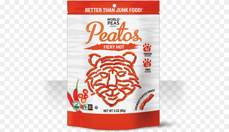 Best Flavor Fiery Hot Peatos Healthy Snack Bag Peatos Fiery Hot, Food, Ketchup Free Png Download