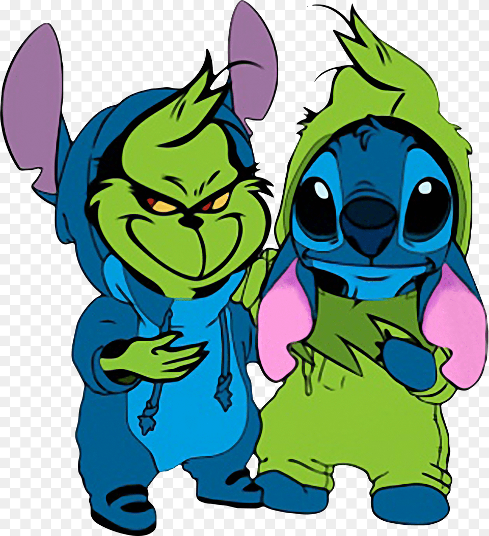Best Friends Baby Grinch And Stitch Long Shirt Sweater Grinch And Stitch Free Png Download