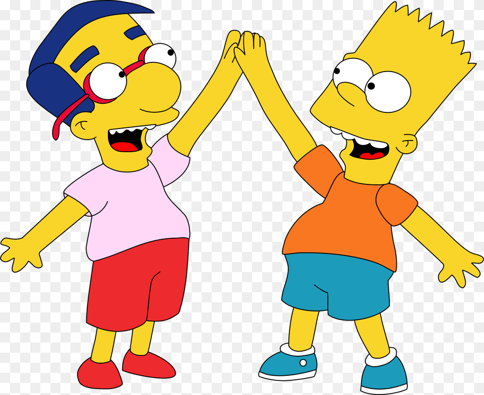 Best Friends Cartoon Images Bart Y Milhouse, Baby, Person, Face, Head Png Image
