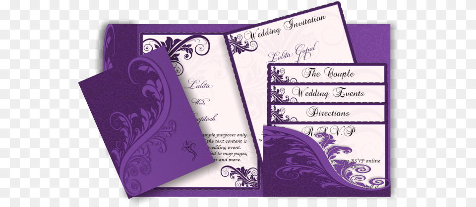 Best Indian Wedding Invitation Cards Designs Yaseen Purple Design For Wedding Invitation, Envelope, Greeting Card, Mail, Text Png Image