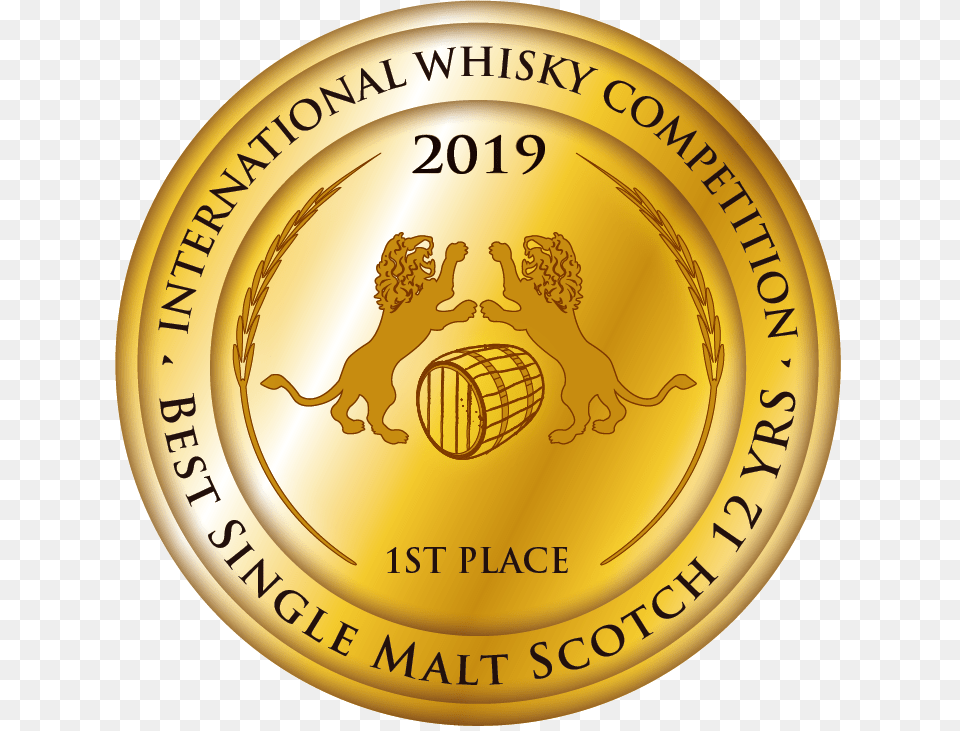 Best Single Malt Scotch 12 Yrs Gold International Whisky Competition 2018 3rd Place, Coin, Money, Disk Free Png