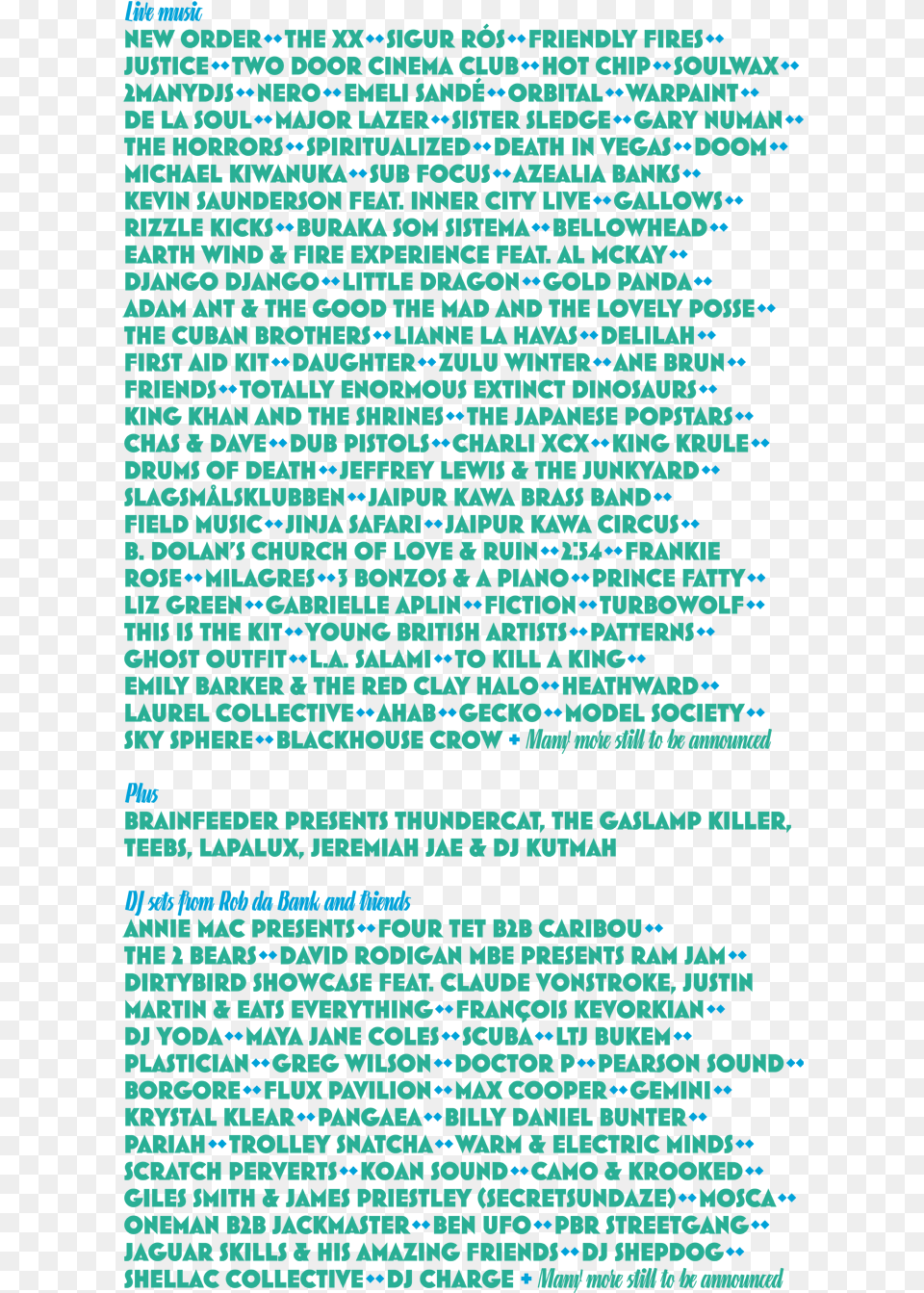 Bestival Line Up Is Ridiculous This Year Four Tet Bestival 2012 Lineup, Text, Texture Free Transparent Png