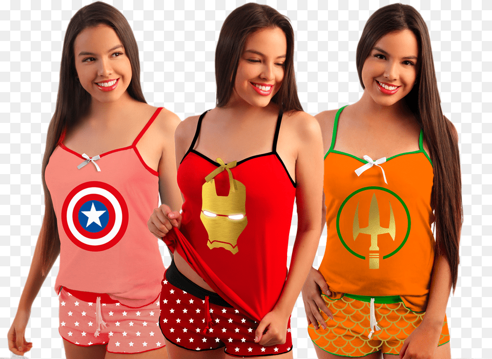 Besweet Venta Pijama Mujer Colombia Cortas Blusa Tiritas Pijama Sexy Short Super Heroe, Adult, Clothing, Female, Person Free Png Download