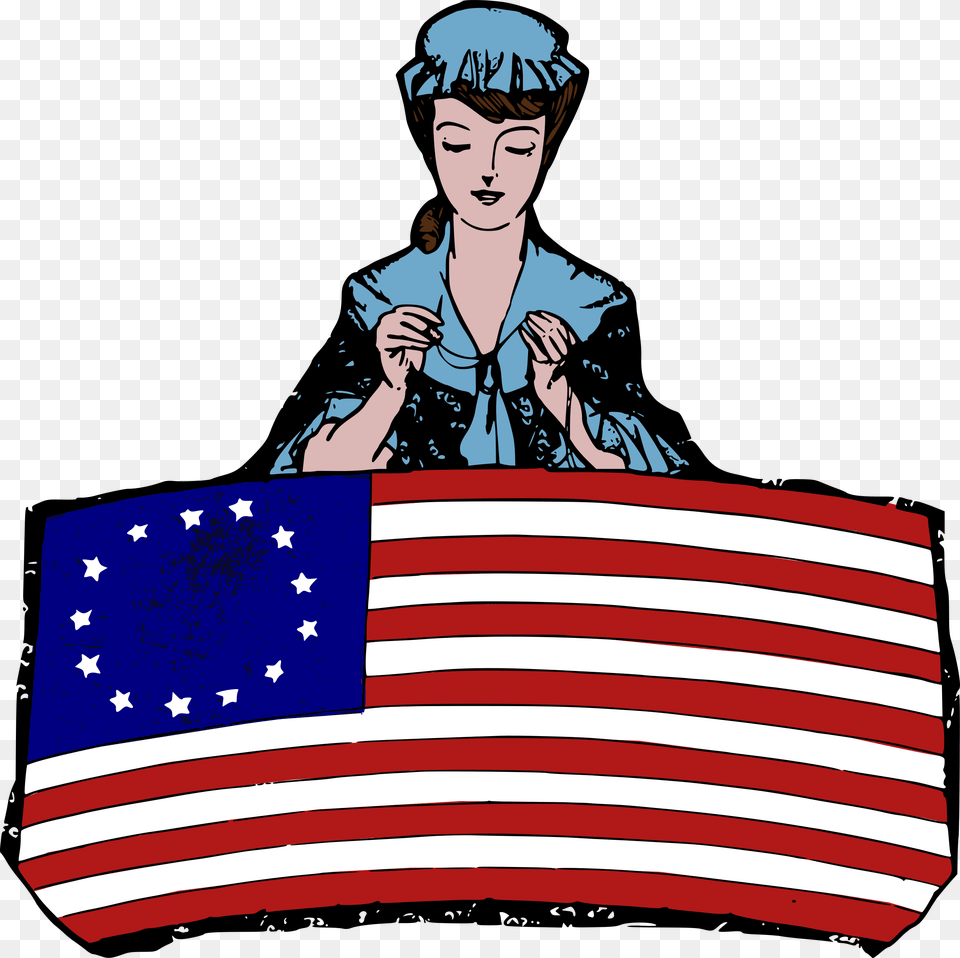 Betsy Ross Flag Cartoon Clipart Download Betsy Ross Clip Art, American Flag, Adult, Female, Person Free Transparent Png