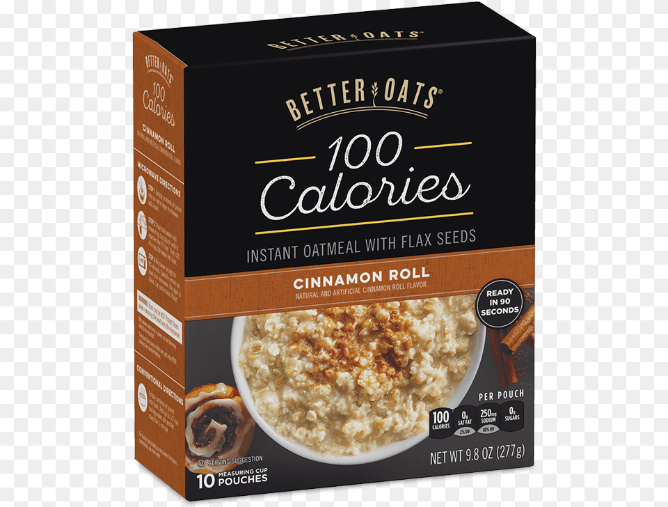 Better Oats 100 Calories Cinnamon Roll Instant Oatmeal Better Oats 100 Calorie Oatmeal, Breakfast, Food, Sandwich Png