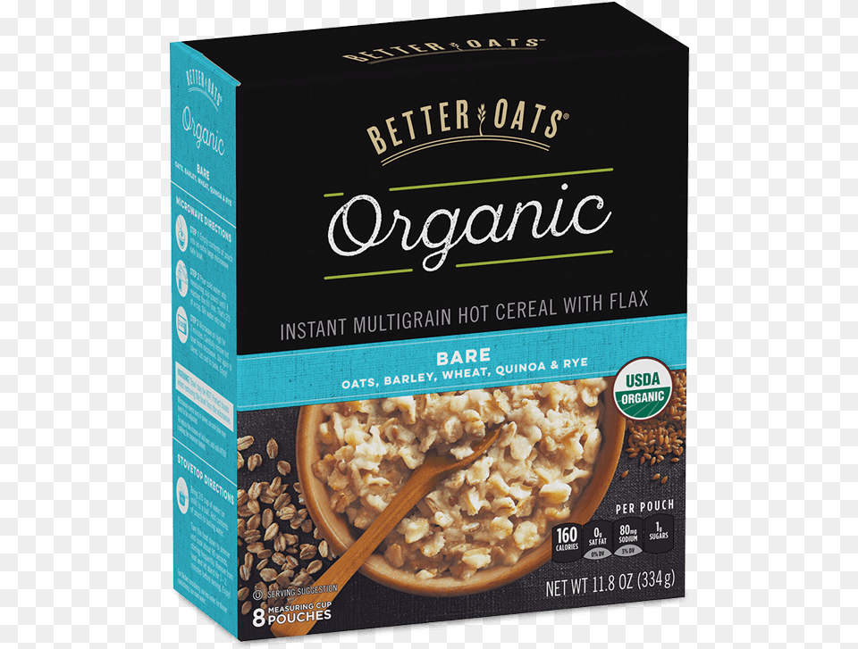 Better Oats Organic Bare Instant Oatmeal Box Image Better Oats Bare, Breakfast, Food, Cutlery, Spoon Free Png Download