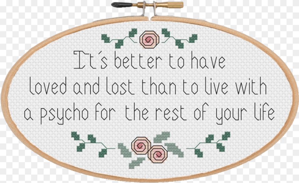 Better Off Hoop No Bckrnd Cross Stitch, Embroidery, Pattern, Text, Disk Png Image