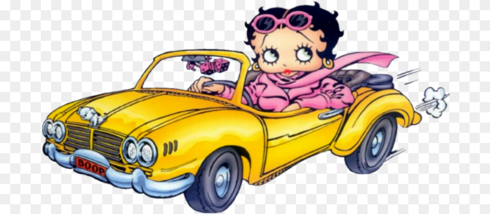 Betty Boop Carro Betty Boop In Car, Vehicle, Transportation, Person, Head Free Png Download