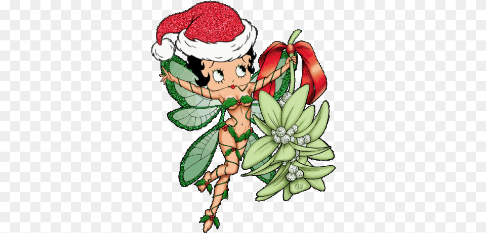 Betty Boop Fairy Wearing A Santa Hat Happy Holidays Betty Boop, Elf, Baby, Person, Pattern Png