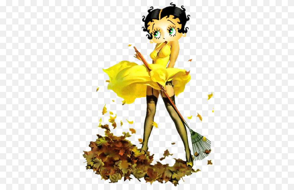 Betty Boop Fall Betty Boop Betty Boop Leaves, Cleaning, Person, Leaf, Plant Png