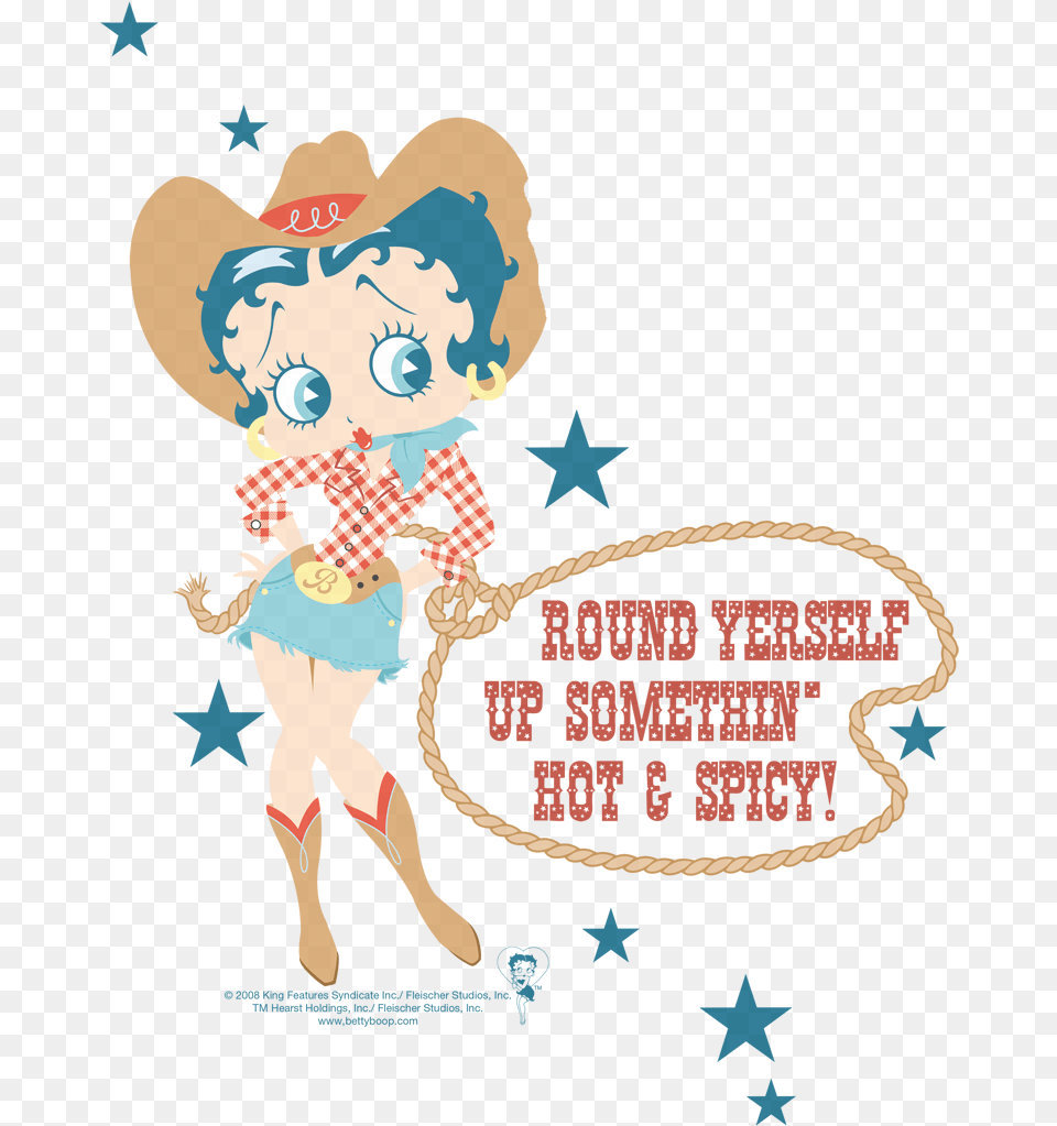 Betty Boop Hot And Spicy Cowgirl Juniors T Shirt Betty Boop Cowgirl, Baby, Person, Book, Comics Free Png