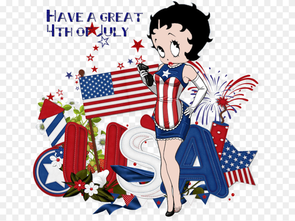 Betty Boop In Red White And Blue Betty Boop 4th Of July, American Flag, Flag, Baby, Person Free Transparent Png