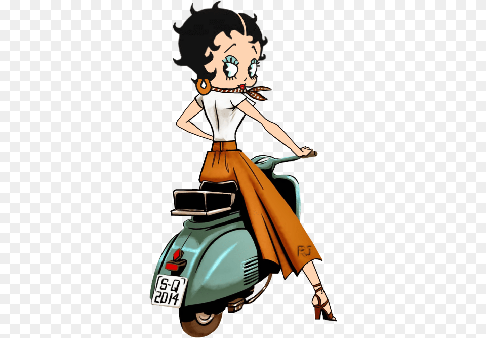 Betty Boop Or Vespa Looking Over Shoulder Scooter, Adult, Publication, Person, Woman Free Transparent Png