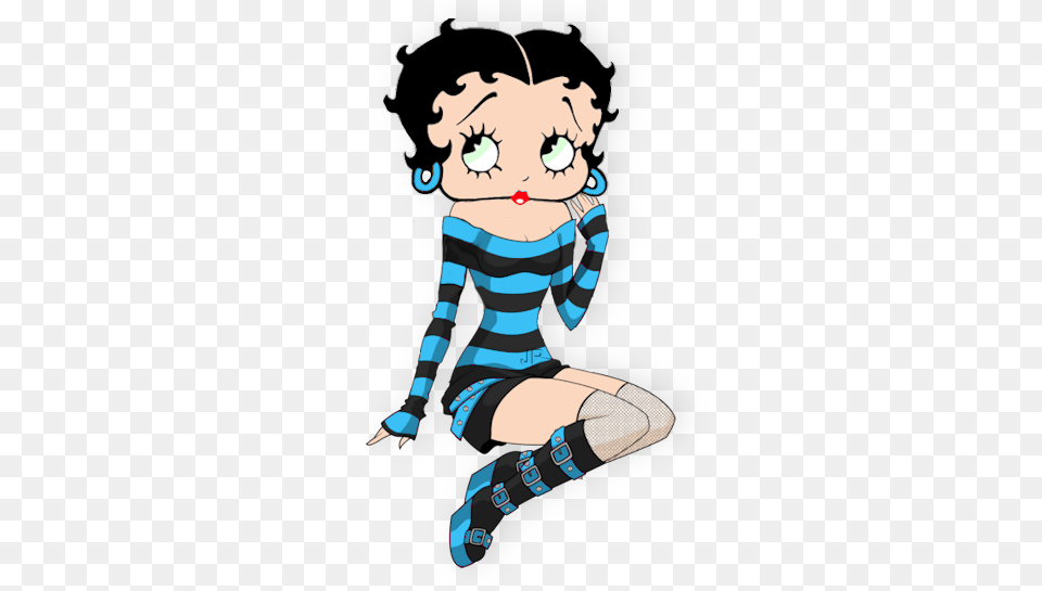 Betty Boop Striped Blue Outfit Betty Boop, Baby, Person, Clothing, Long Sleeve Png