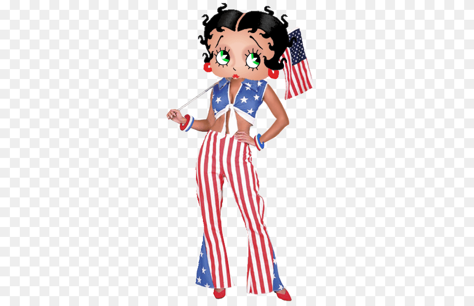 Betty Boop Wearing Red White And Blue Flag Independence Day, Baby, Person, Face, Head Png