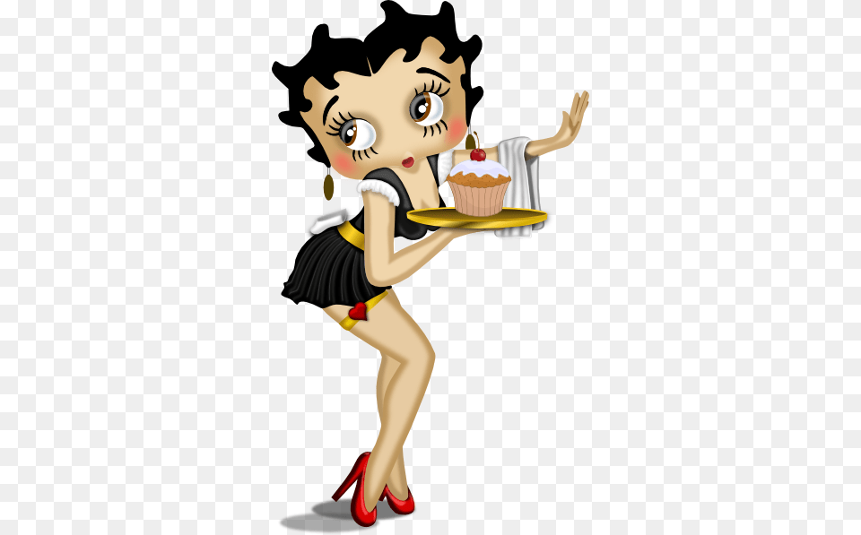 Betty Boop With Cupcake Clip Art, Baby, Person, Cream, Dessert Png Image