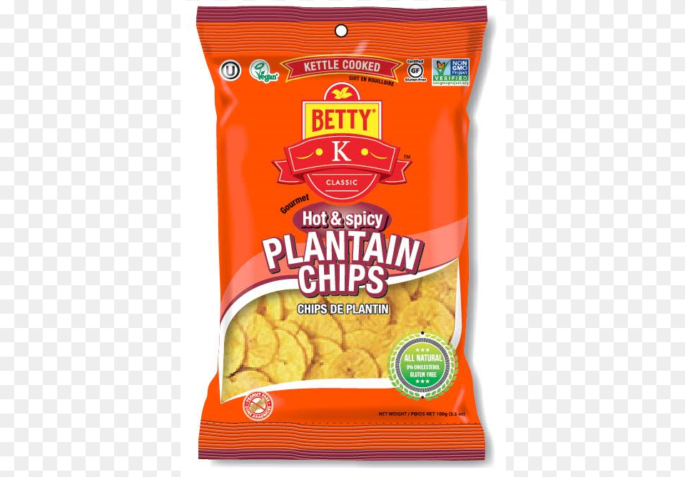 Betty K Foods Plantain Chips Hot Amp Spicy Betty K Foods, Food, Ketchup, Snack, Bread Png Image