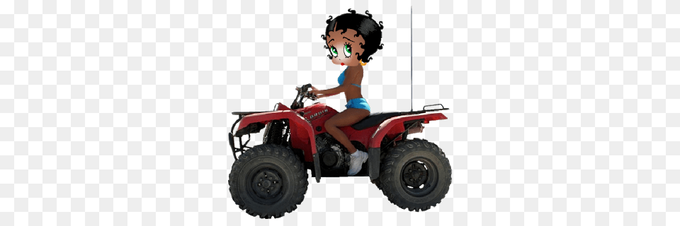 Betty Riding Her Red Wheeler, Atv, Transportation, Vehicle, Person Free Png