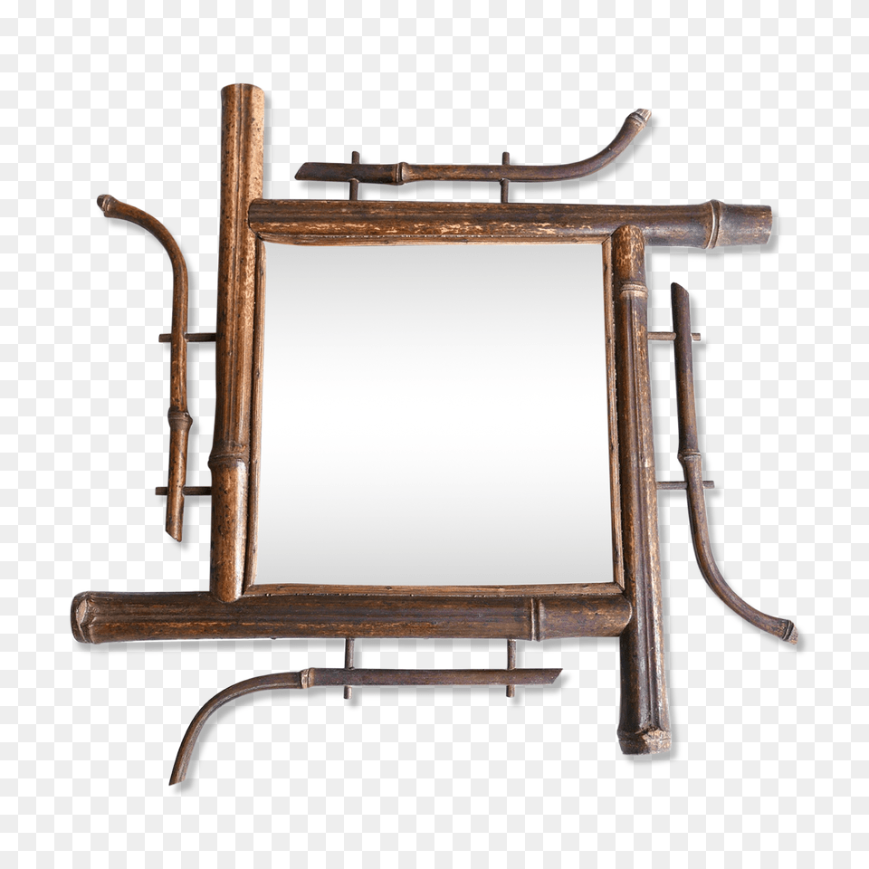 Beveled Square Mirror Frame Bamboo Years, Crib, Furniture, Infant Bed Png Image