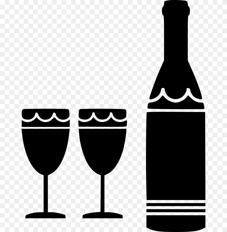 Beverage Bottle Drink Glass Goblet Wine Glass Bottle, Alcohol, Wine Bottle, Liquor, Stencil Free Png Download