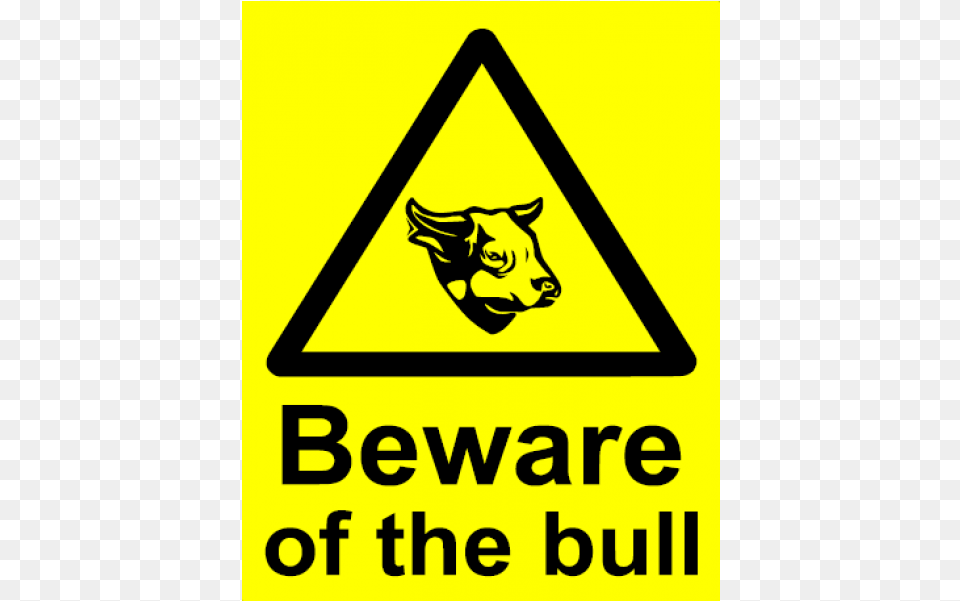 Beware Of The Bull Sign, Symbol, Road Sign Free Png Download