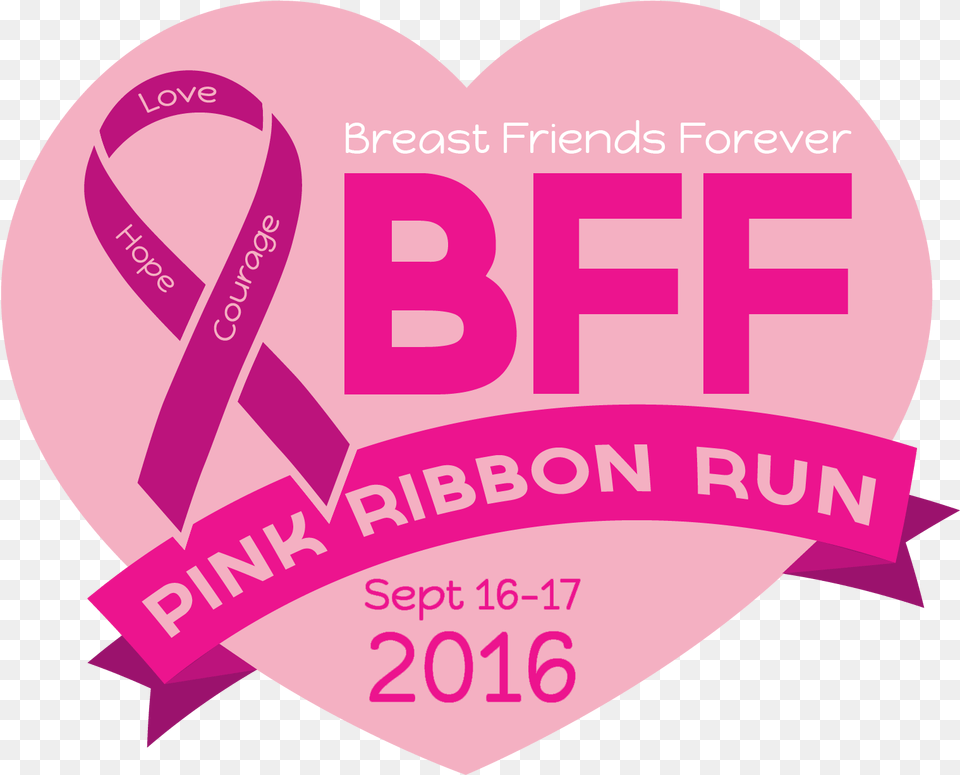 Bff Pink Ribbon Run Heart Full Size Seekpng Heart, Advertisement, Poster, Logo Free Png Download